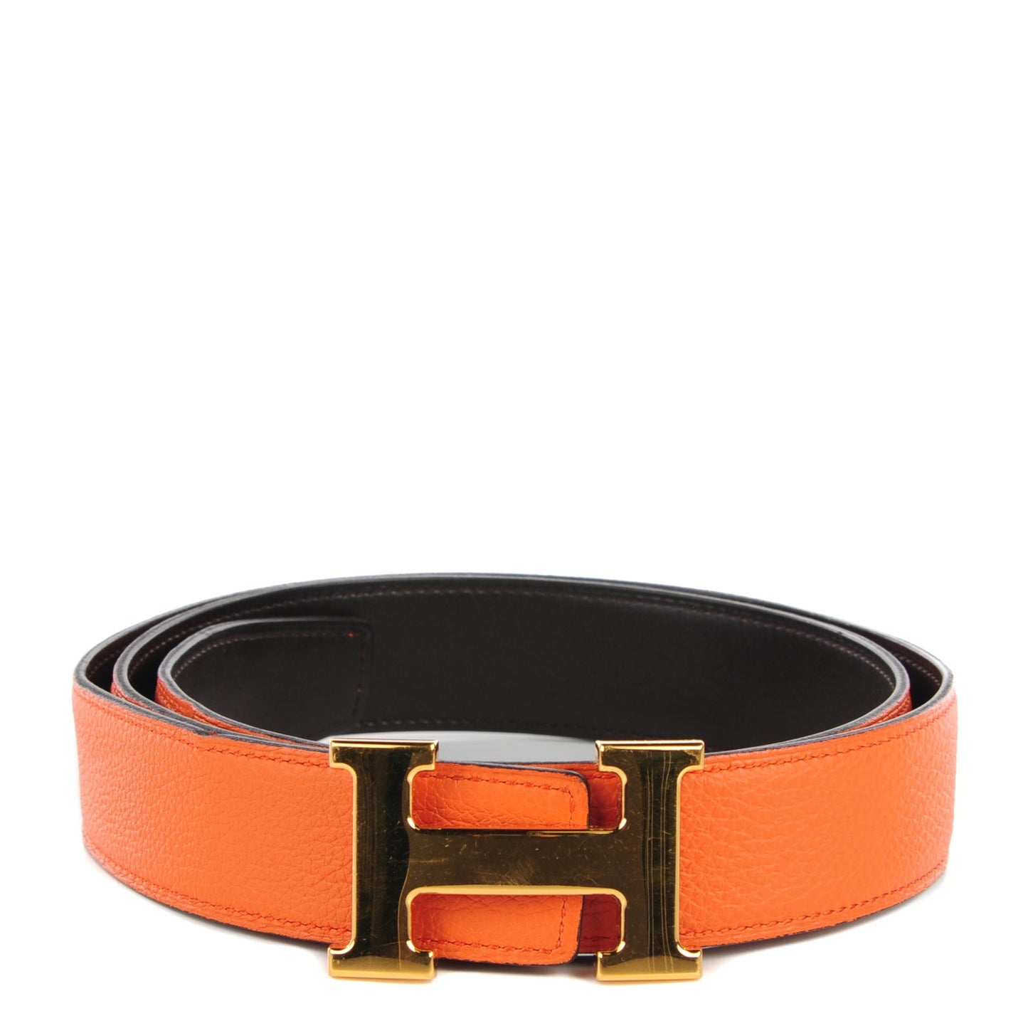 Togo Box 32mm H Belt 95 Orange Chocolate
