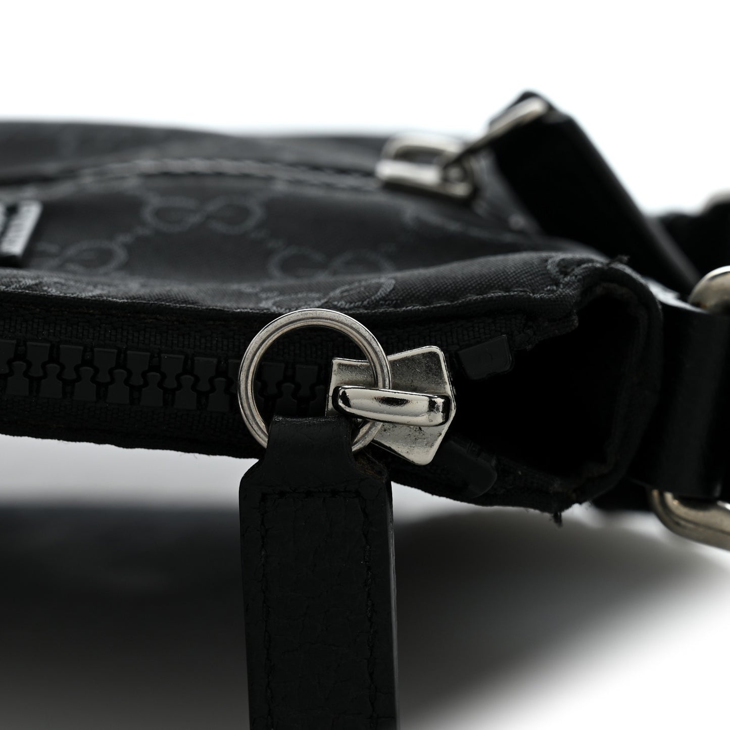 Nylon Monogram Mini Flat Messenger Bag Black