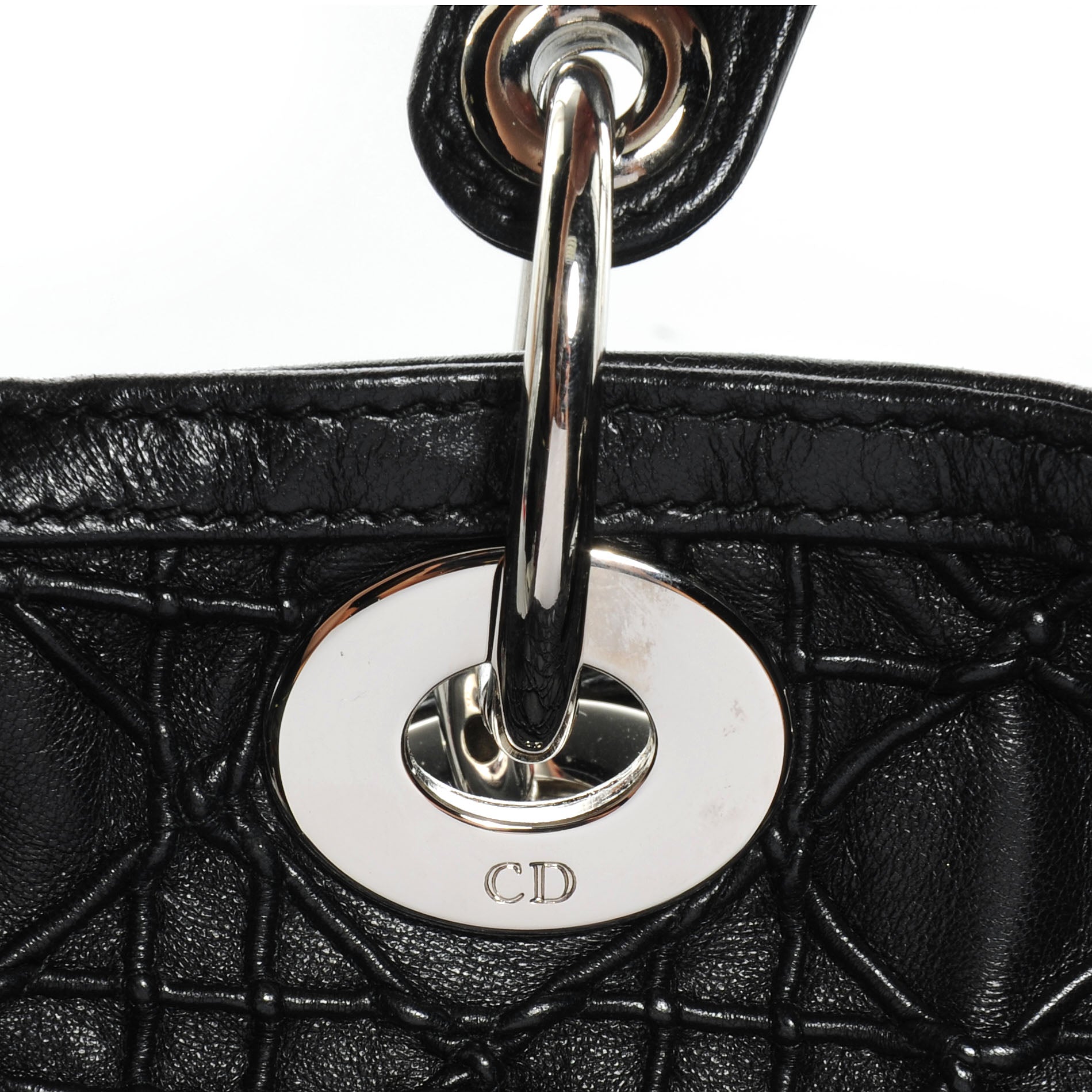Christian Dior Lambskin Cannage Medium Granville Tote Black 8 of 8
