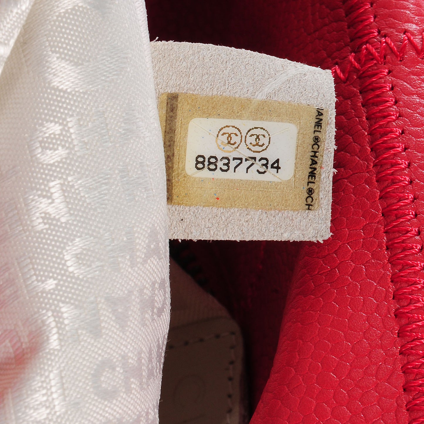 Caviar Square Stitched Tote Red