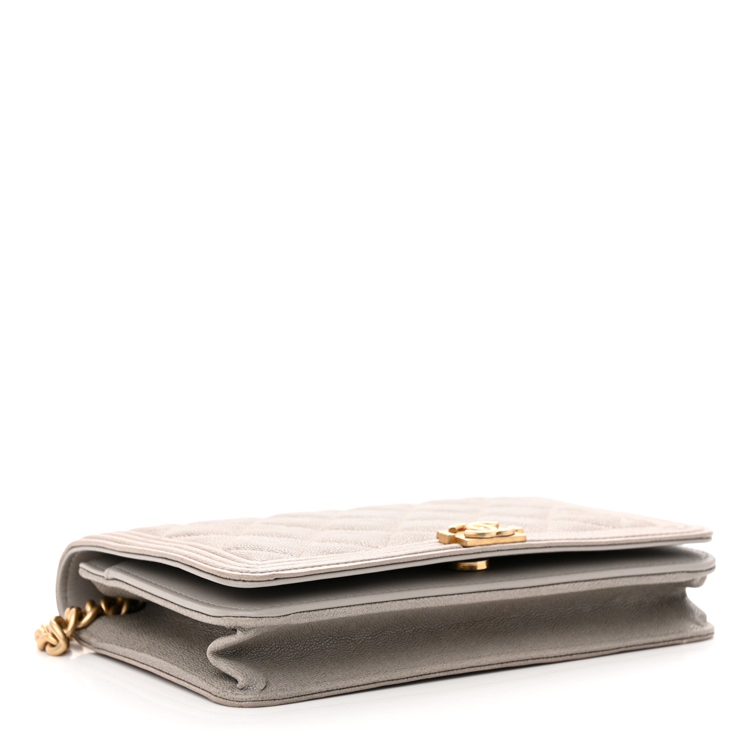 Chanel Caviar Quilted Boy Wallet On Chain WOC Grey 4 of 14