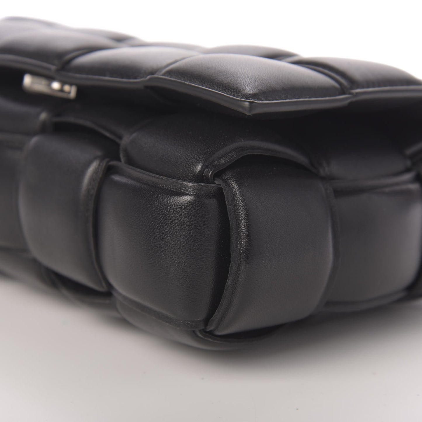 Nappa Maxi Intreccio Padded Cassette Crossbody Bag Black