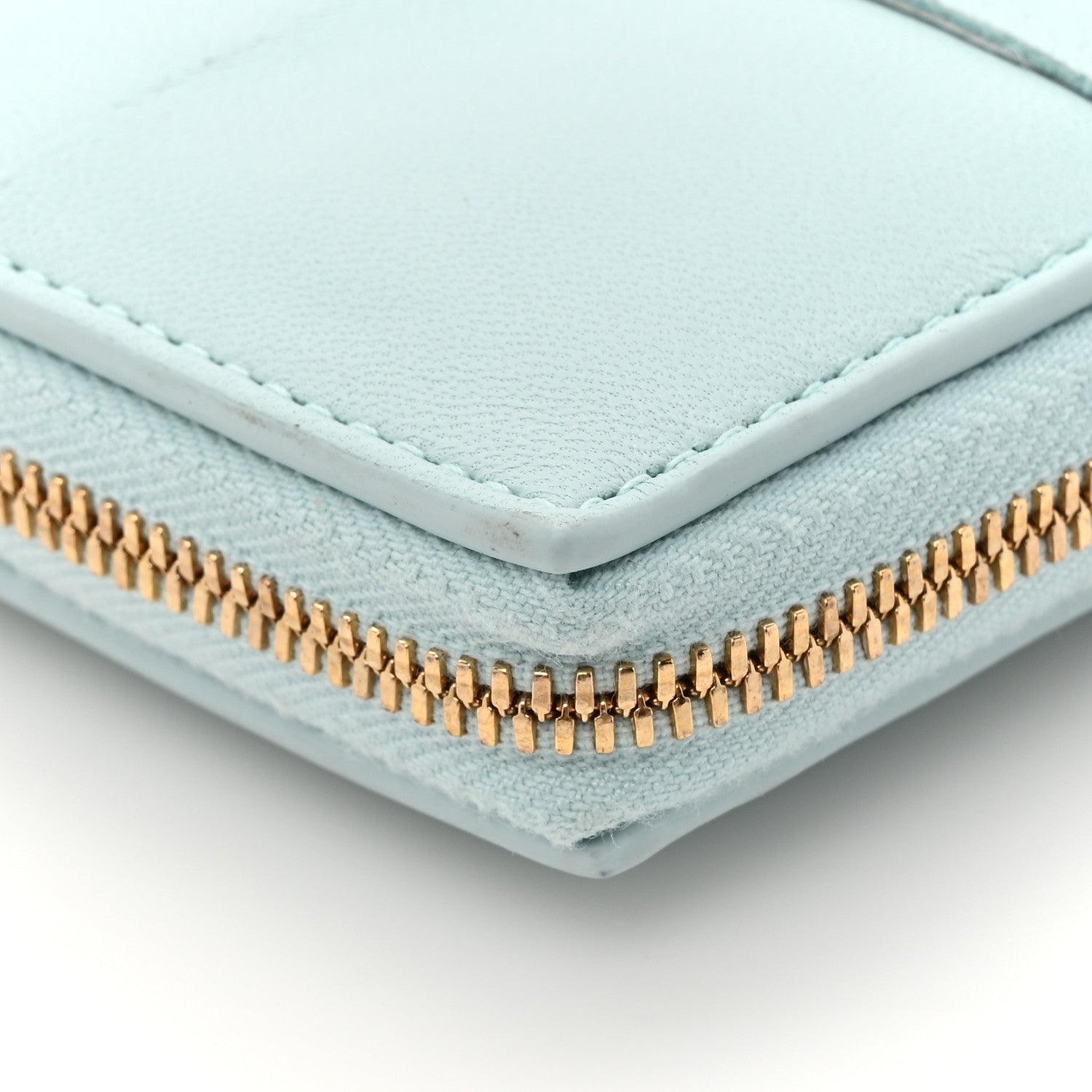 Bottega Veneta Shiny Calfskin Maxi Intreccio Zip Around Wallet Teal Washed 10 of 12