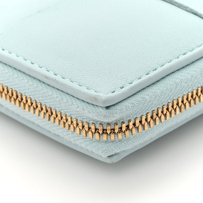 Bottega Veneta Shiny Calfskin Maxi Intreccio Zip Around Wallet Teal Washed 10 of 12