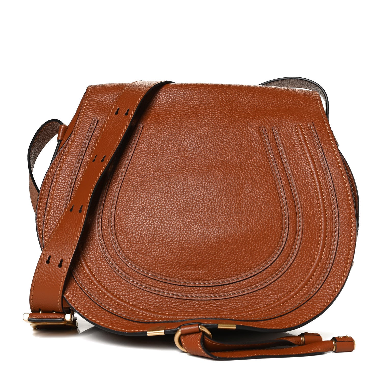 Chloe Calfskin Medium Marcie Round Crossbody Bag Tan 1 of 12