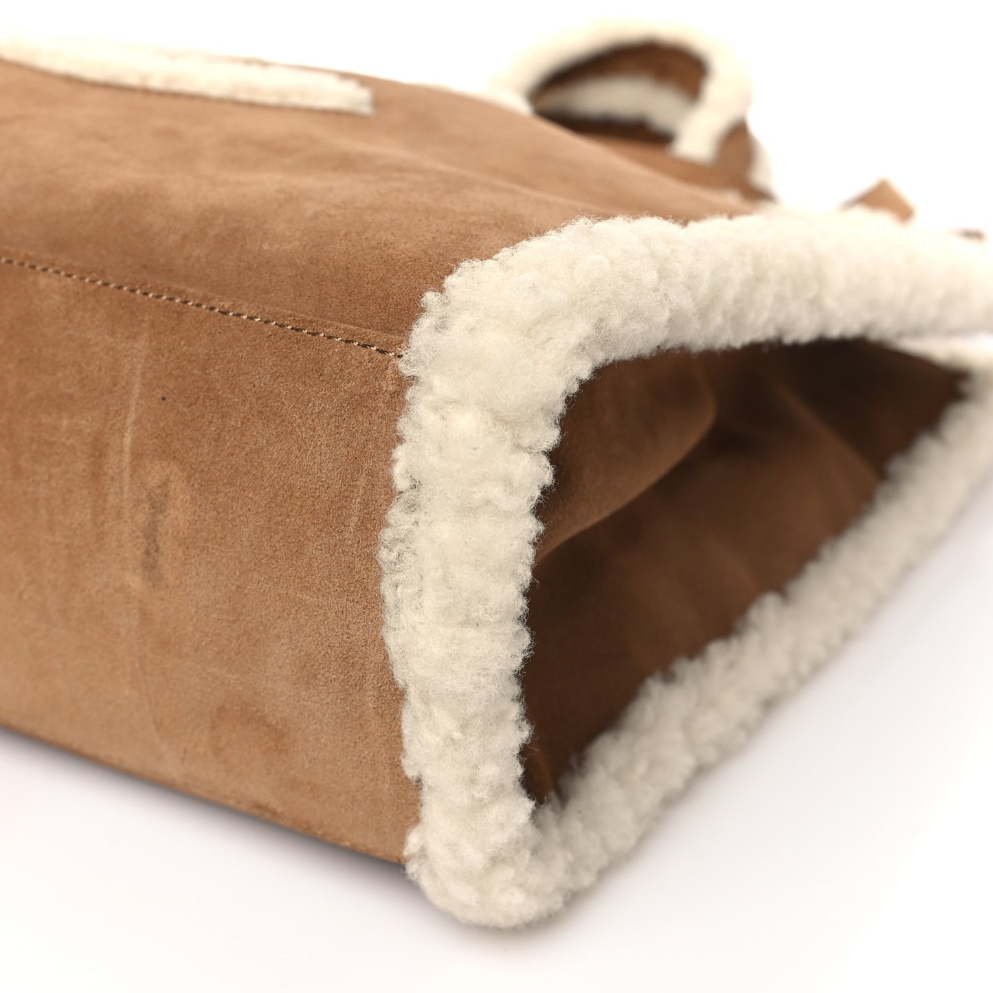 X UGG Suede Shearling Medium Shopping Bag Chestnut
