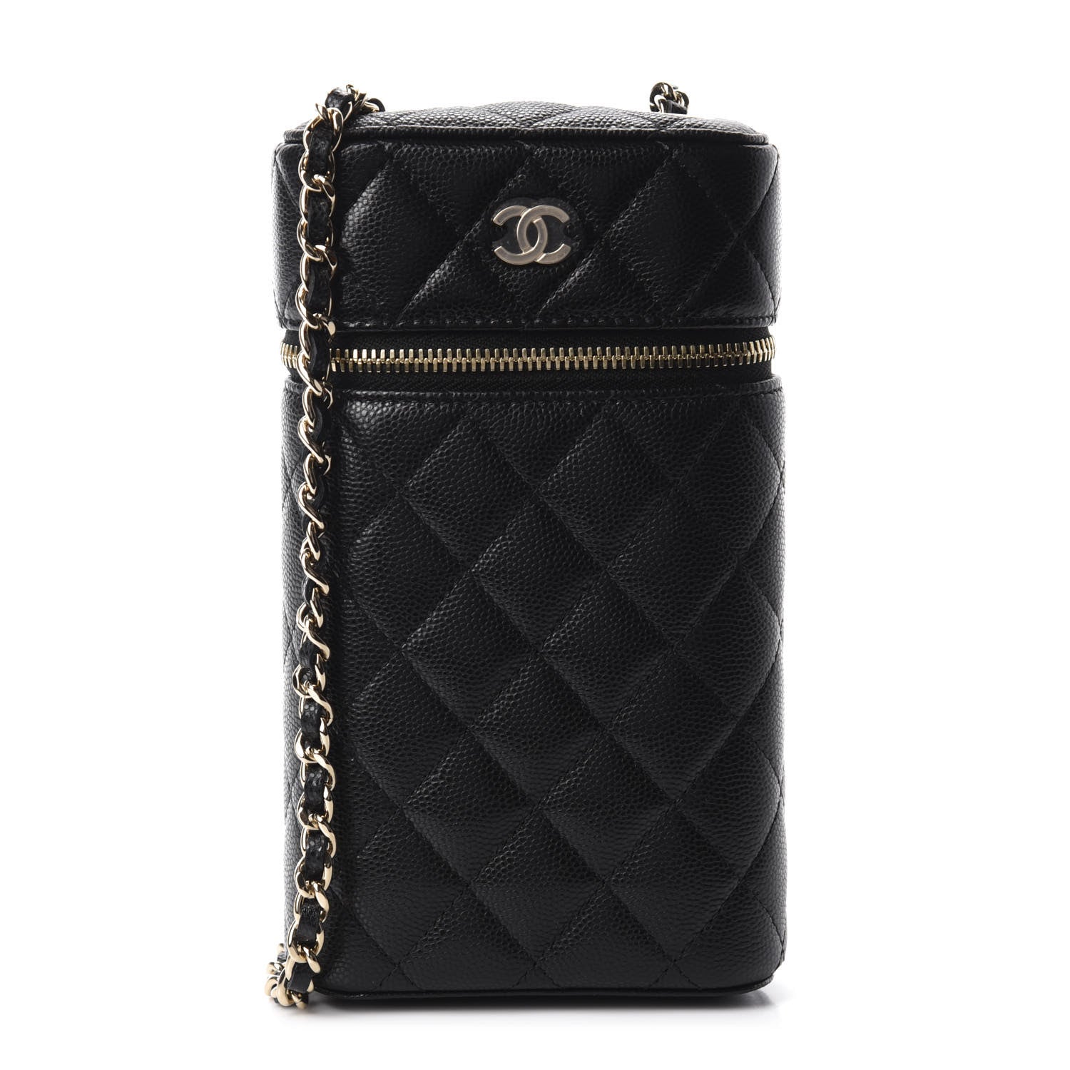Chanel Caviar Quilted Phone Holder With Chain Black 1 of 10