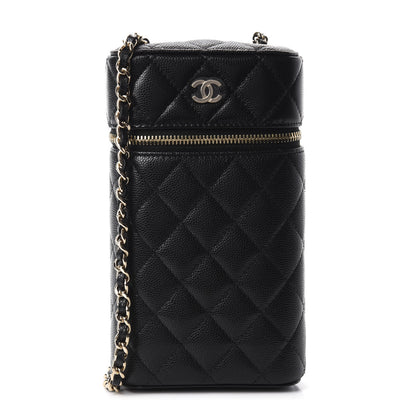 Chanel Caviar Quilted Phone Holder With Chain Black 1 of 10