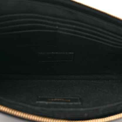 Saint Laurent Calfskin Crocodile Embossed Tablet Pouch Black 5 of 7