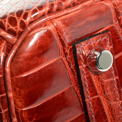 Hermes Shiny Porosus Crocodile Birkin 35 Rouge H 13 of 19