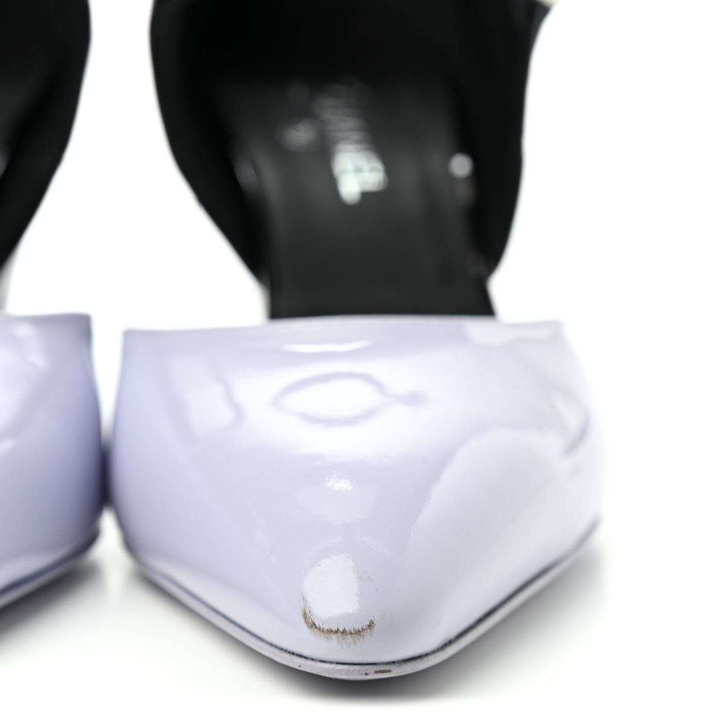 Patent Calfskin CC Pumps 35.5 Light Purple Black