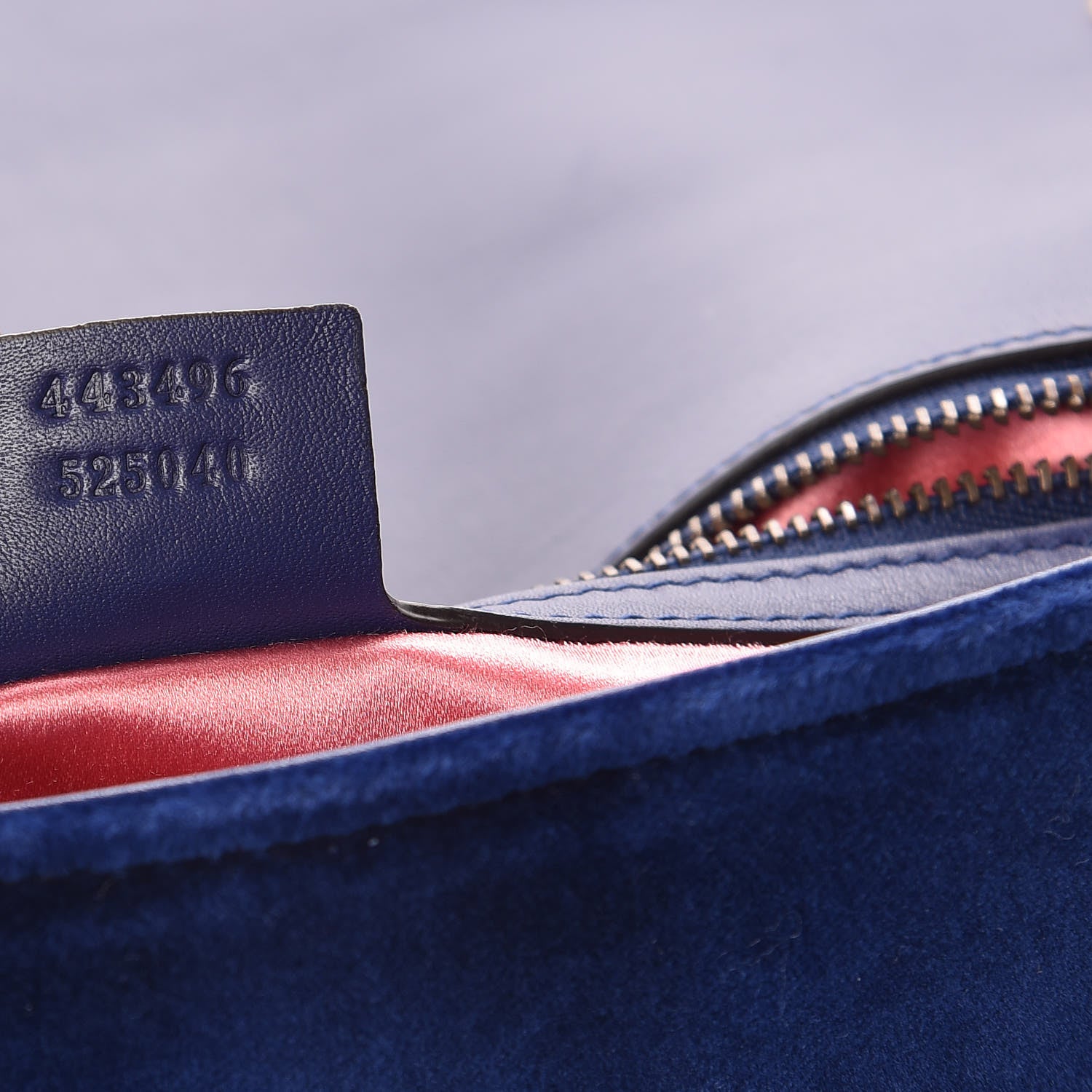 Gucci Velvet Matelasse Medium GG Marmont Shoulder Bag Cobalt Blue 7 of 9