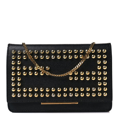 Fendi Vitello Elite Studded Tube Wallet on Chain Black 1 of 7