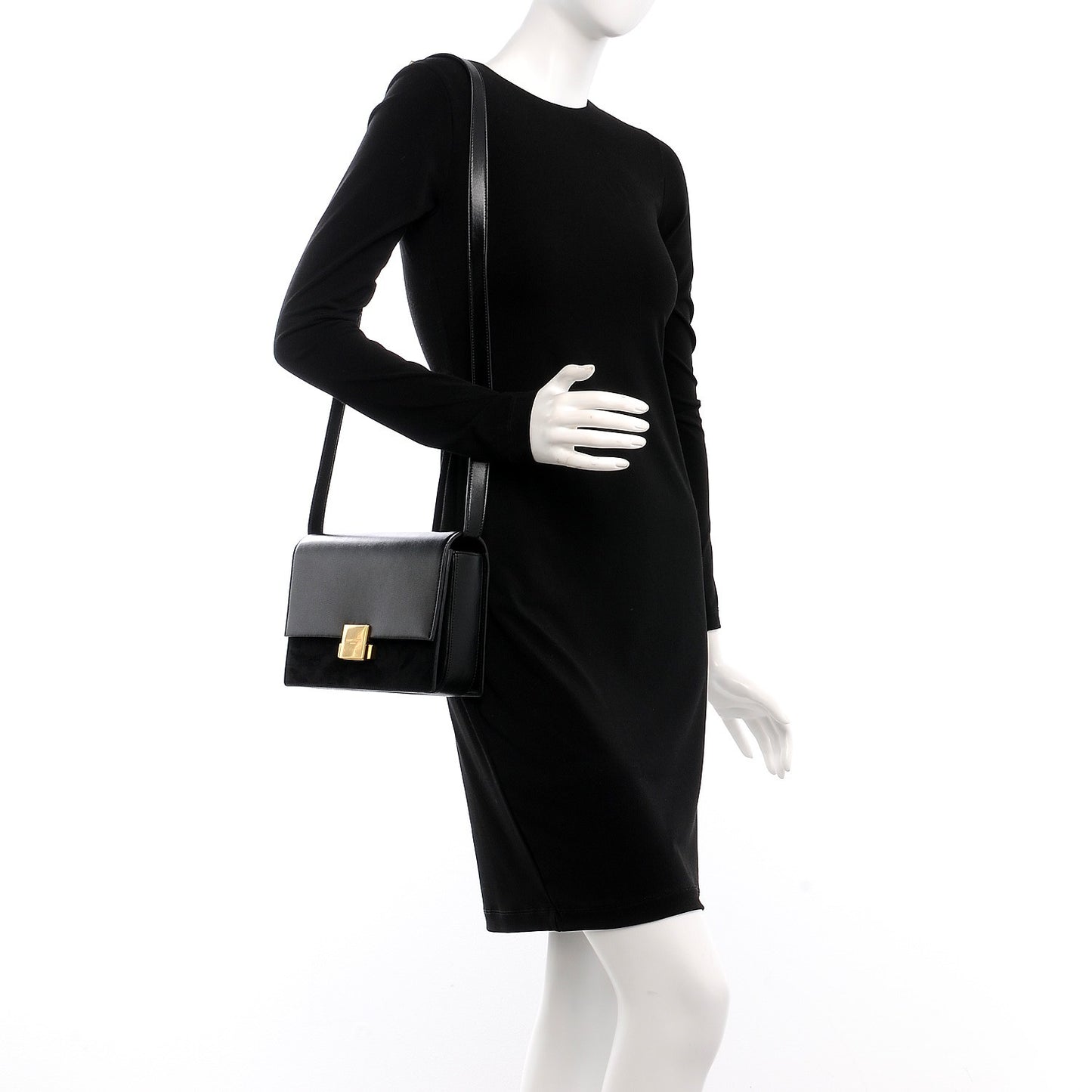Smooth Calfskin Suede Medium Bellechasse Black