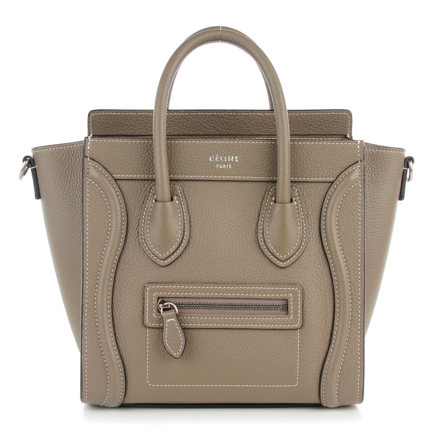 Celine Drummed Calfskin Nano Luggage Souris 1 of 8