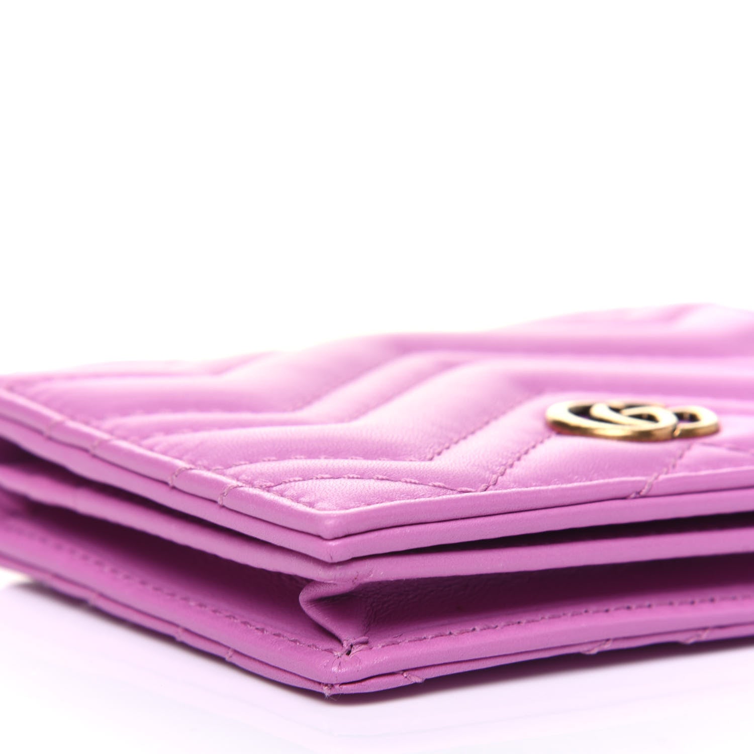 Gucci Calfskin Matelasse GG Marmont Card Case Candy Mousse 9 of 13