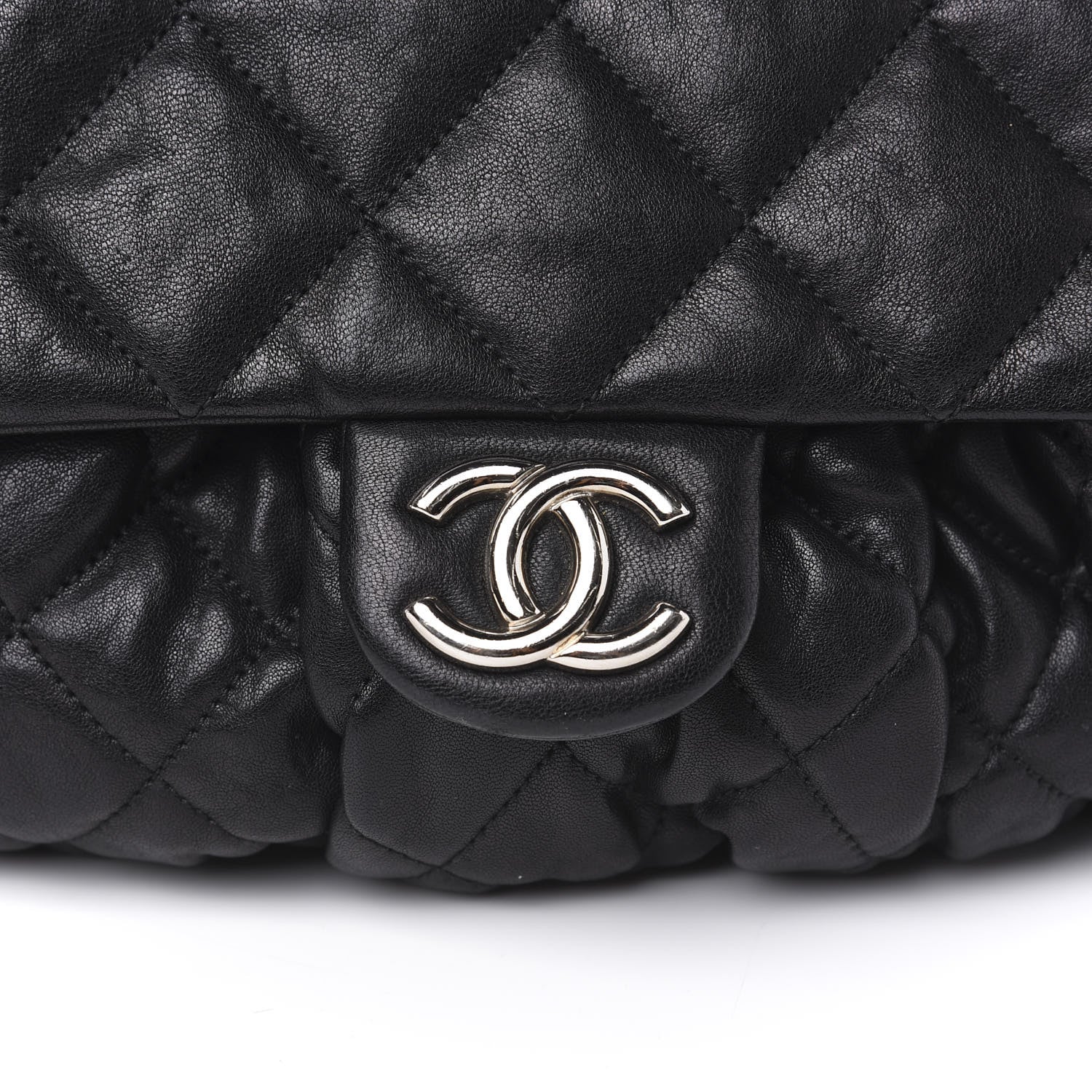 Chanel Washed Lambskin Quilted Medium Chain Around Messenger Black 10 of 10