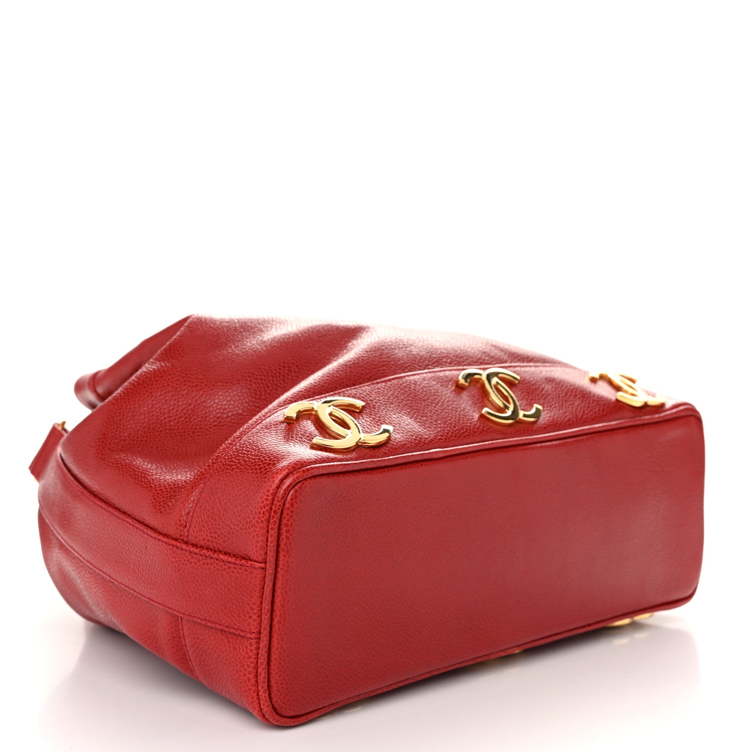 Chanel Caviar CC Drawstring Shoulder Bag Red 5 of 12