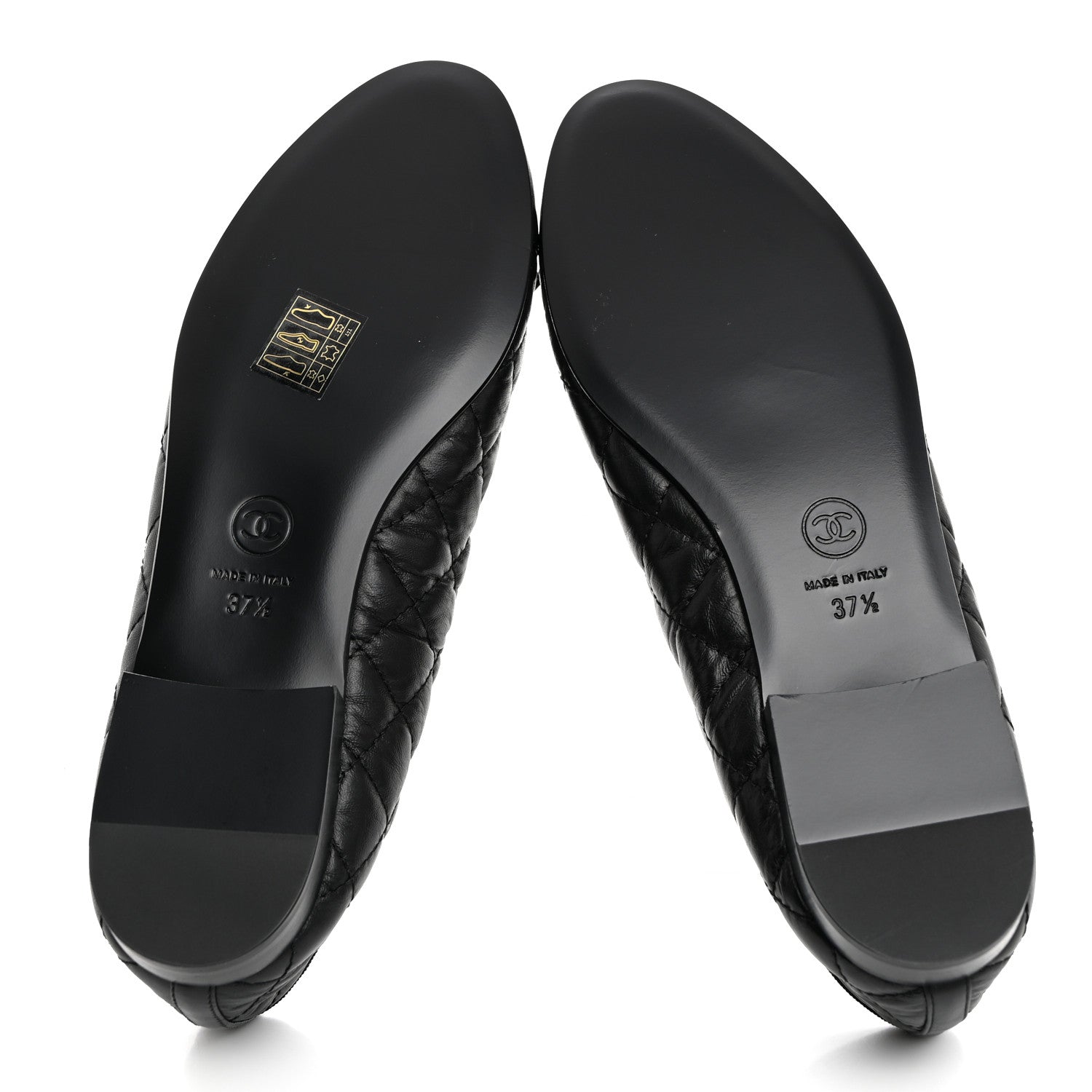 Chanel Aged Calfskin Quilted CC Cap Toe Ballerina Flats 37.5 Black 5 of 9