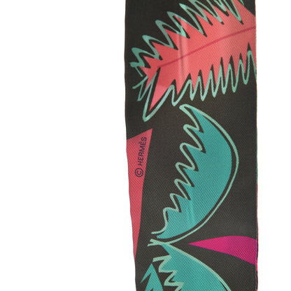 Hermes Silk Sea Surf and Fun Twilly Vert Sapin Fuchsia Menthol 5 of 5