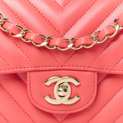 Chanel Lambskin Chevron Quilted Mini Rectangular Flap Pink 9 of 12