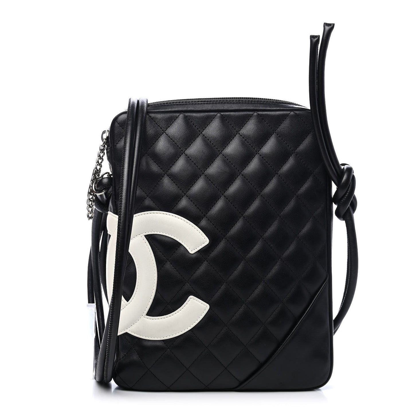 Calfskin Quilted Medium Cambon Messenger Black White