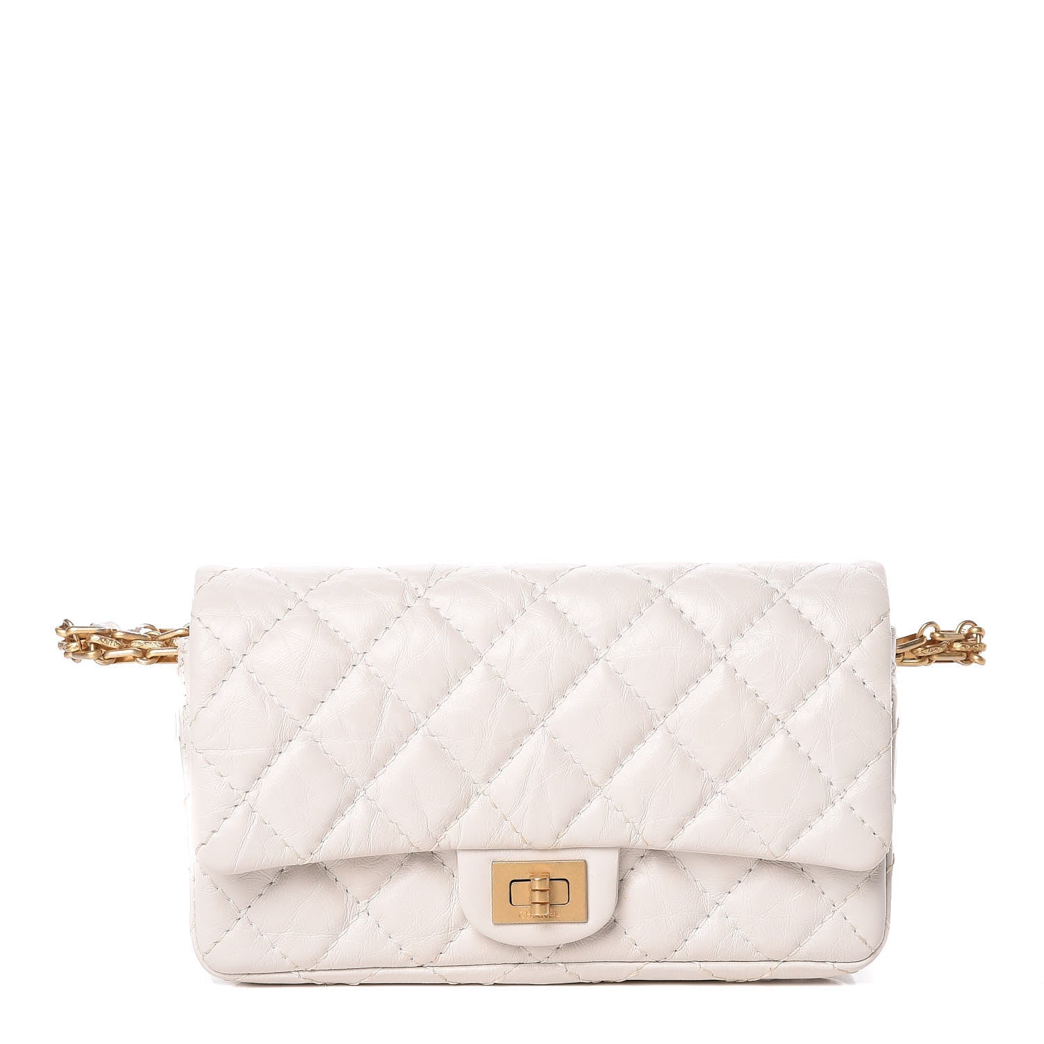Chanel Aged Calfskin Quilted 2.55 Reissue Chain Waist Bag White 1 of 10