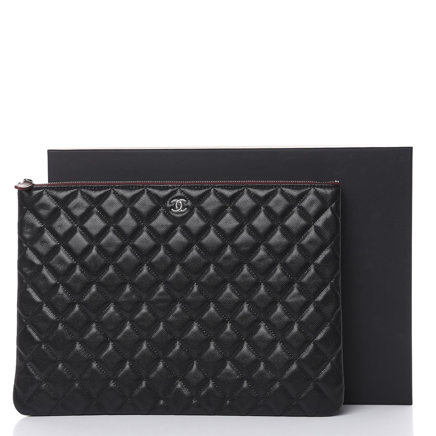 Caviar Quilted Large Cosmetic Case Black