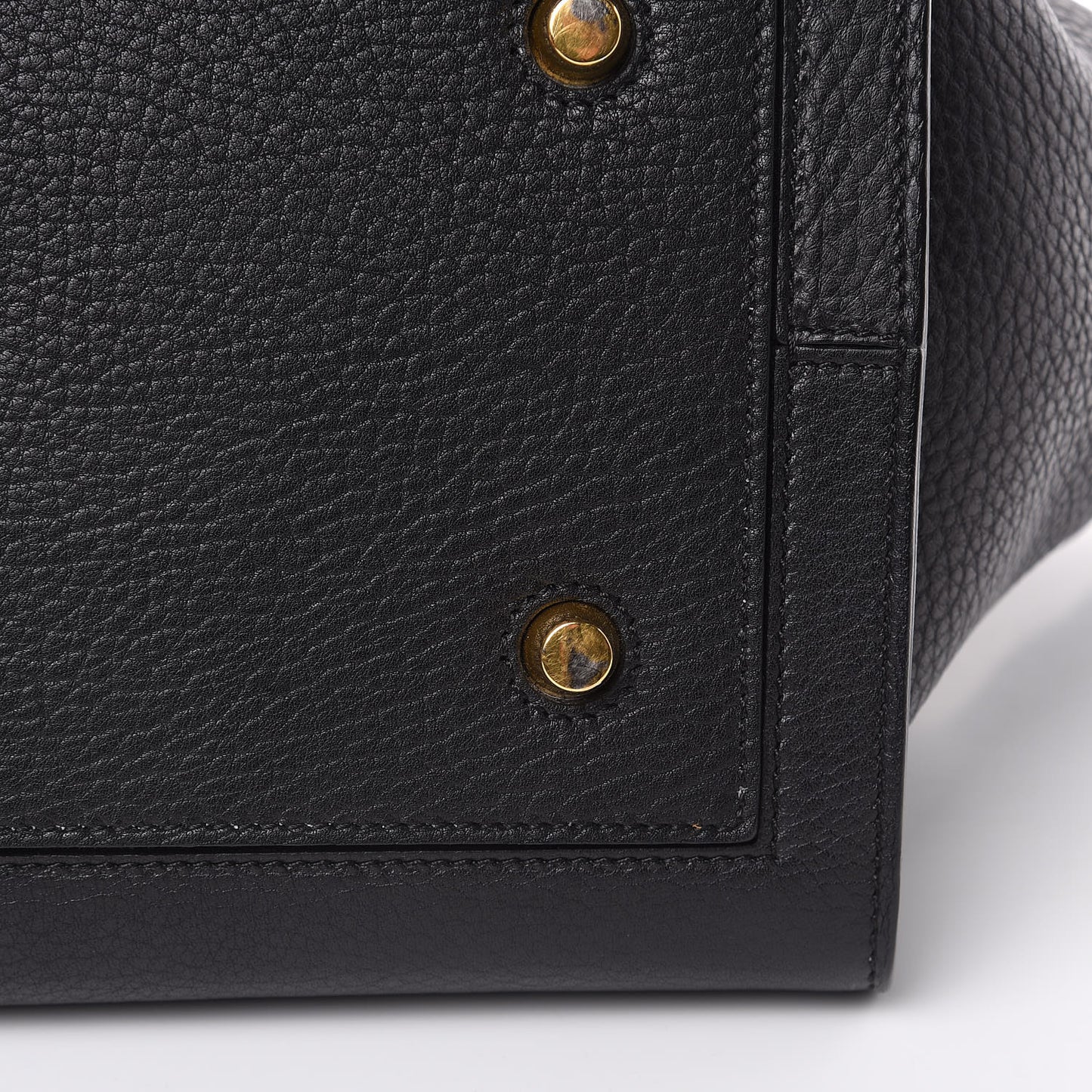 Crisped Calfskin Medium Tie Knot Tote Black