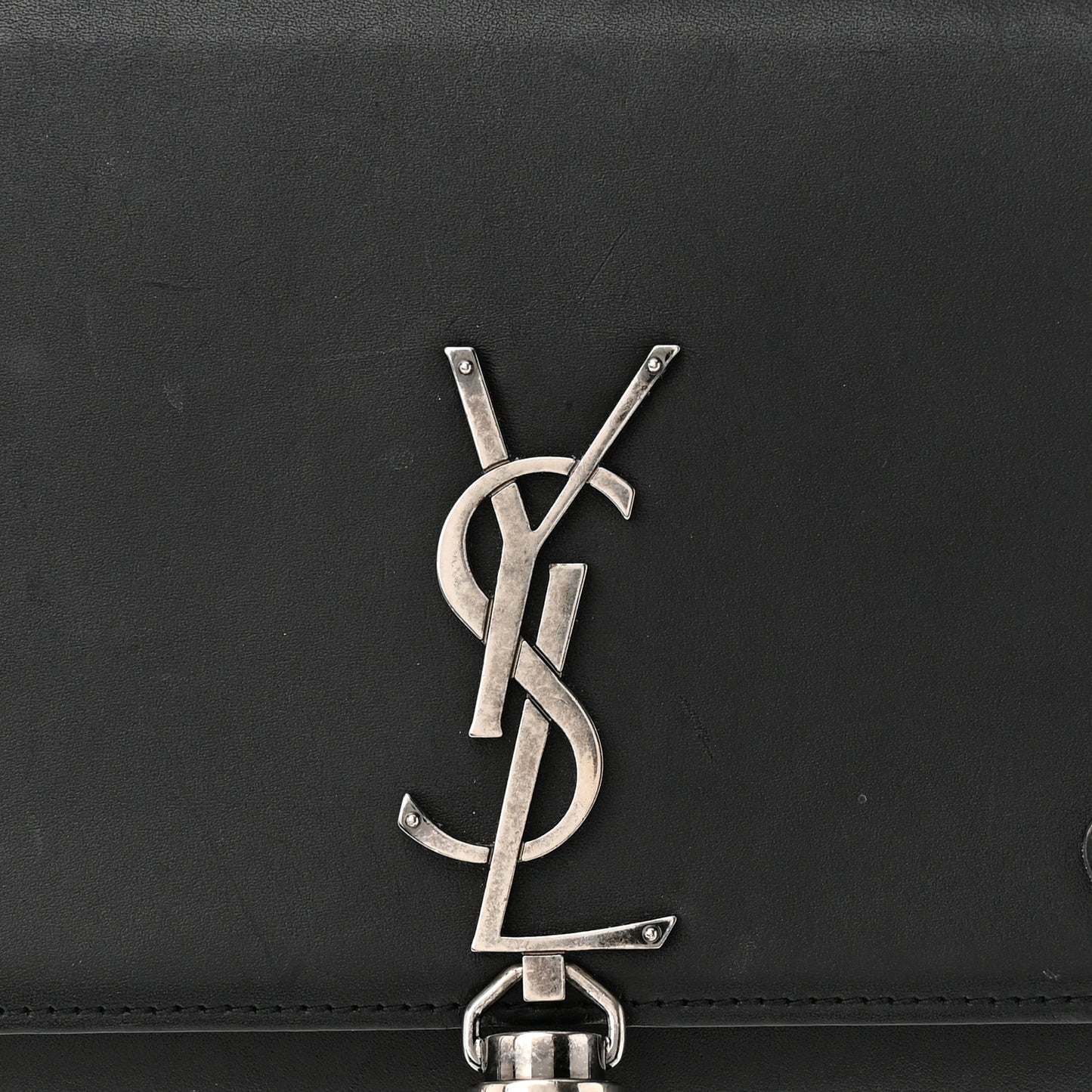Smooth Calfskin Classic Monogram Pins Kate Tassel Chain Wallet Black