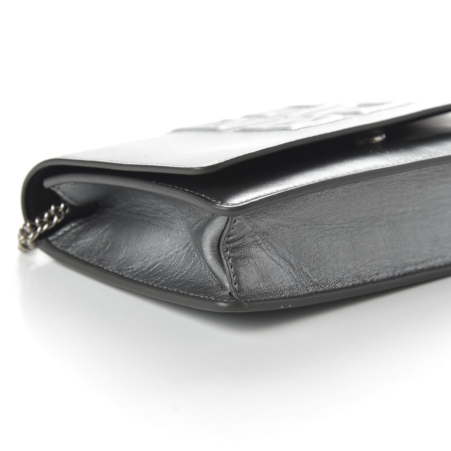 Givenchy Metallic Lambskin Emblem Chain Wallet Silver 6 of 10