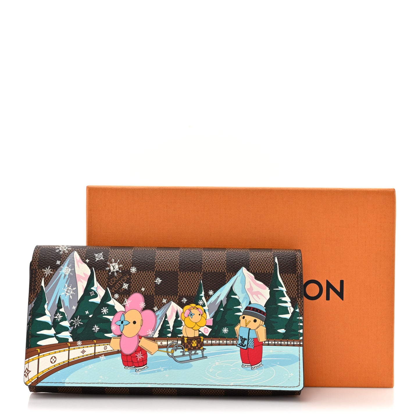 Damier Ebene 2023 Christmas Animation Ice Skating Sarah Wallet Pink
