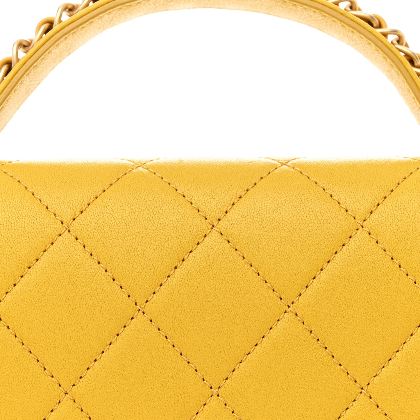 Lambskin Quilted Chain Infinity Top Handle Flap Yellow