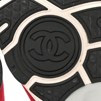 Chanel Mesh Suede Calfskin Grained Calfskin Womens CC Sneakers 37.5 Dark Pink Silver 6 of 19