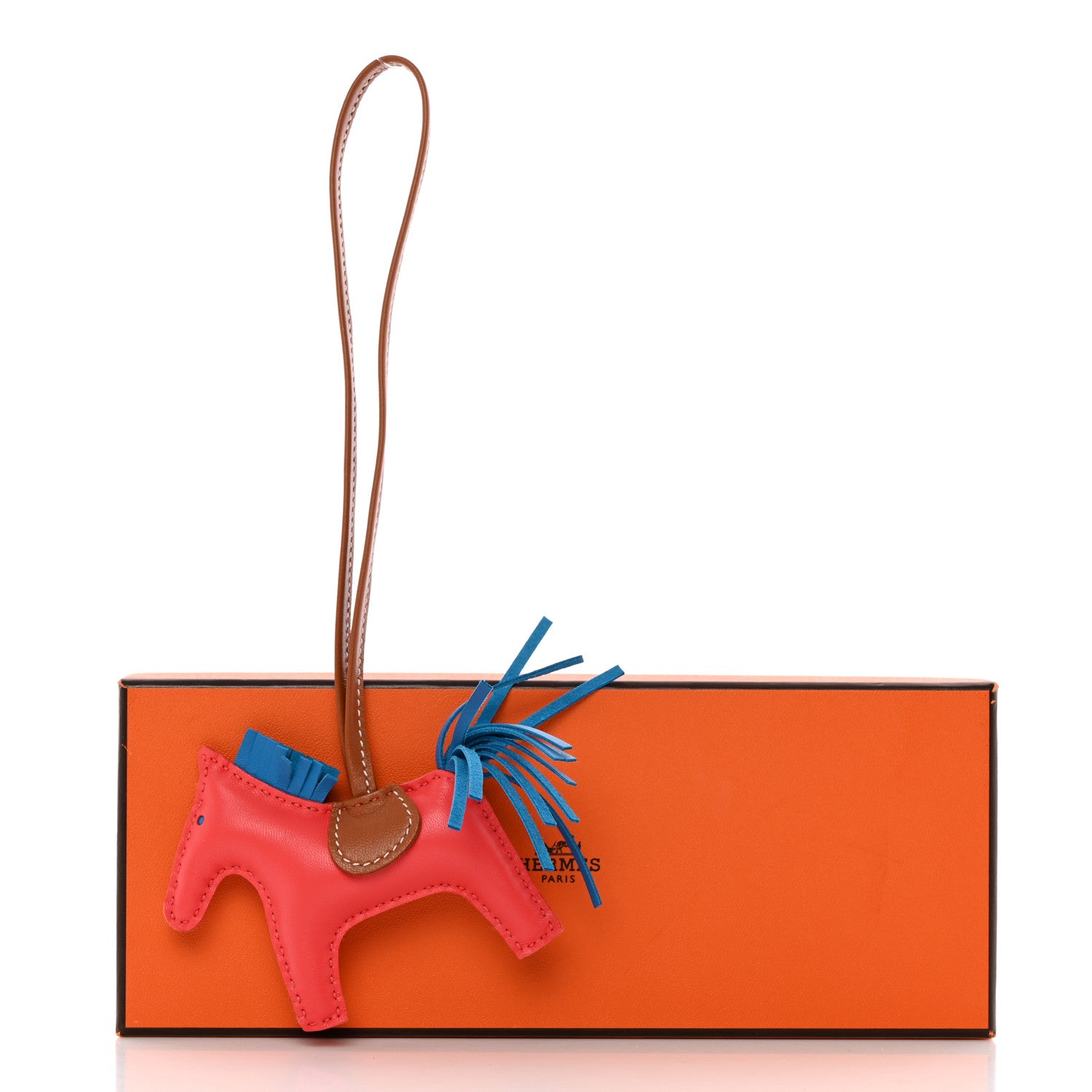 Hermes Milo Lambskin Grigri Rodeo Horse Bag Charm PM Rose Texas Bleu Zanzibar Gold 5 of 5