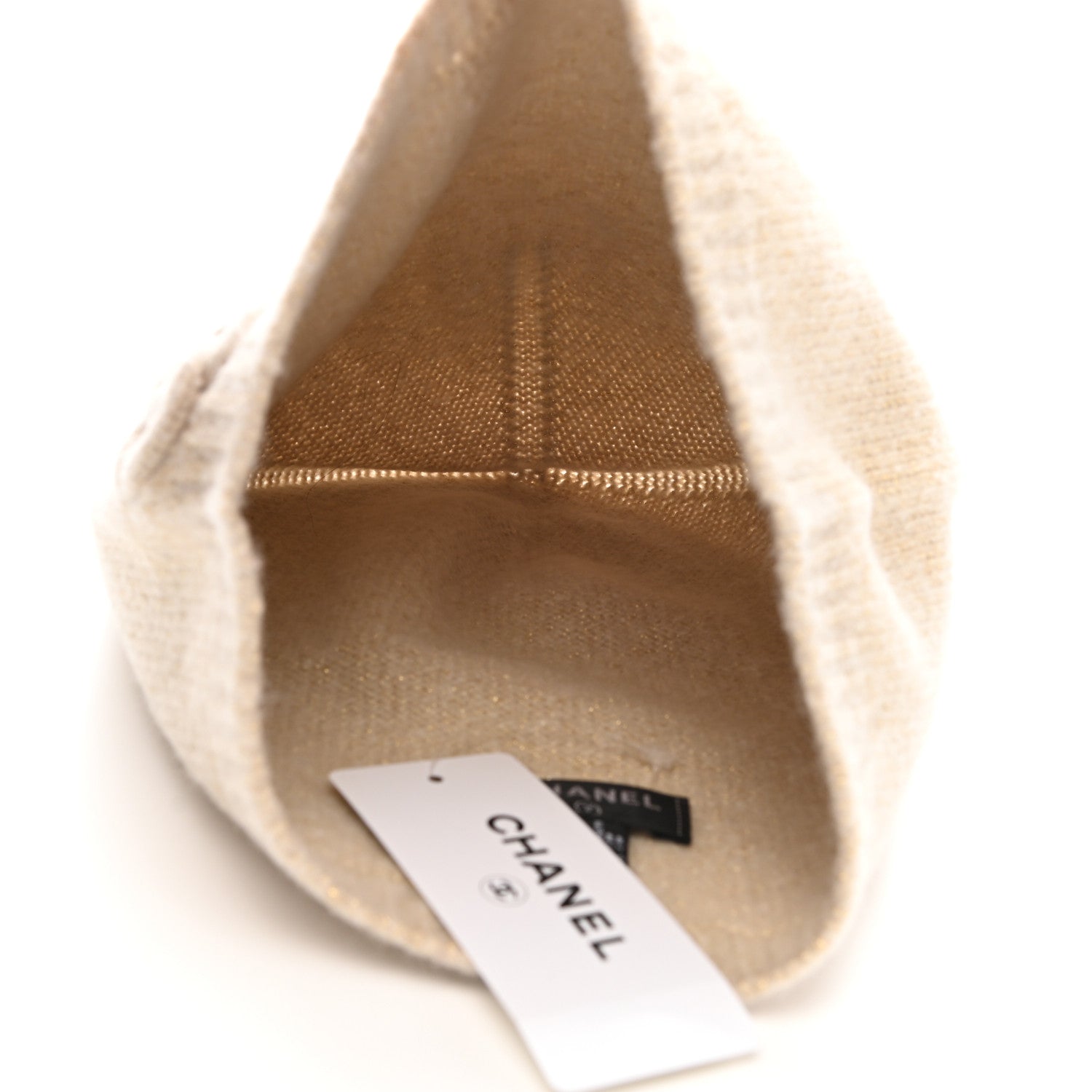 Chanel Cashmere Blend CC Beanie Hat Beige 4 of 5