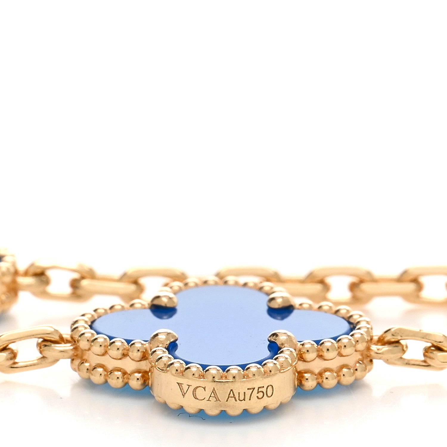 Van Cleef & Arpels 18K Yellow Gold Blue Agate 5 Motifs Vintage Alhambra Bracelet 3 of 4