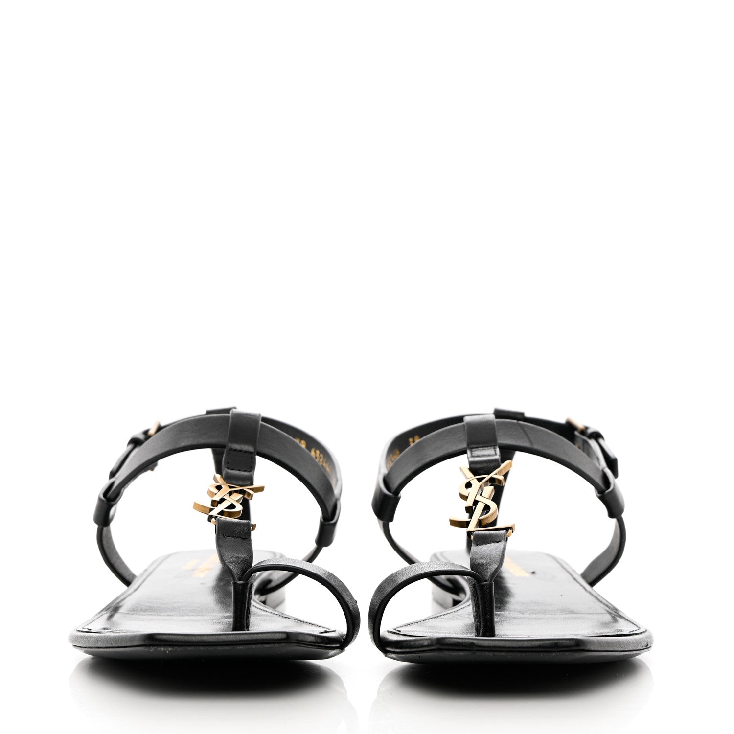 Saint Laurent Calfskin Cassandra Monogram Sandals 39 Black 2 of 12