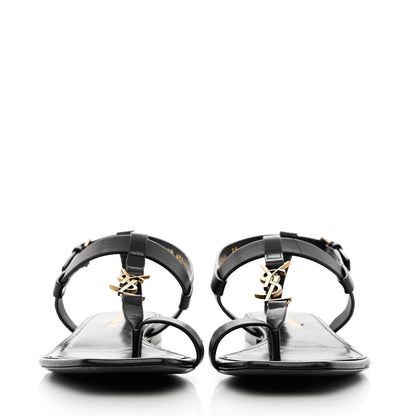Saint Laurent Calfskin Cassandra Monogram Sandals 39 Black 2 of 12