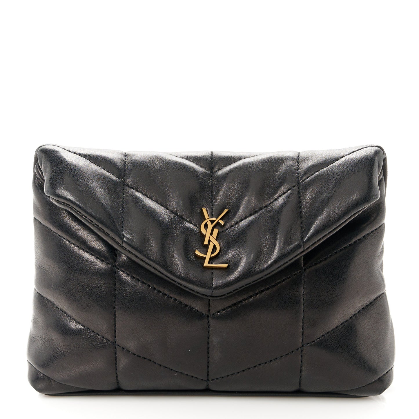 Lambskin Monogram Loulou Puffer Pouch Clutch Black