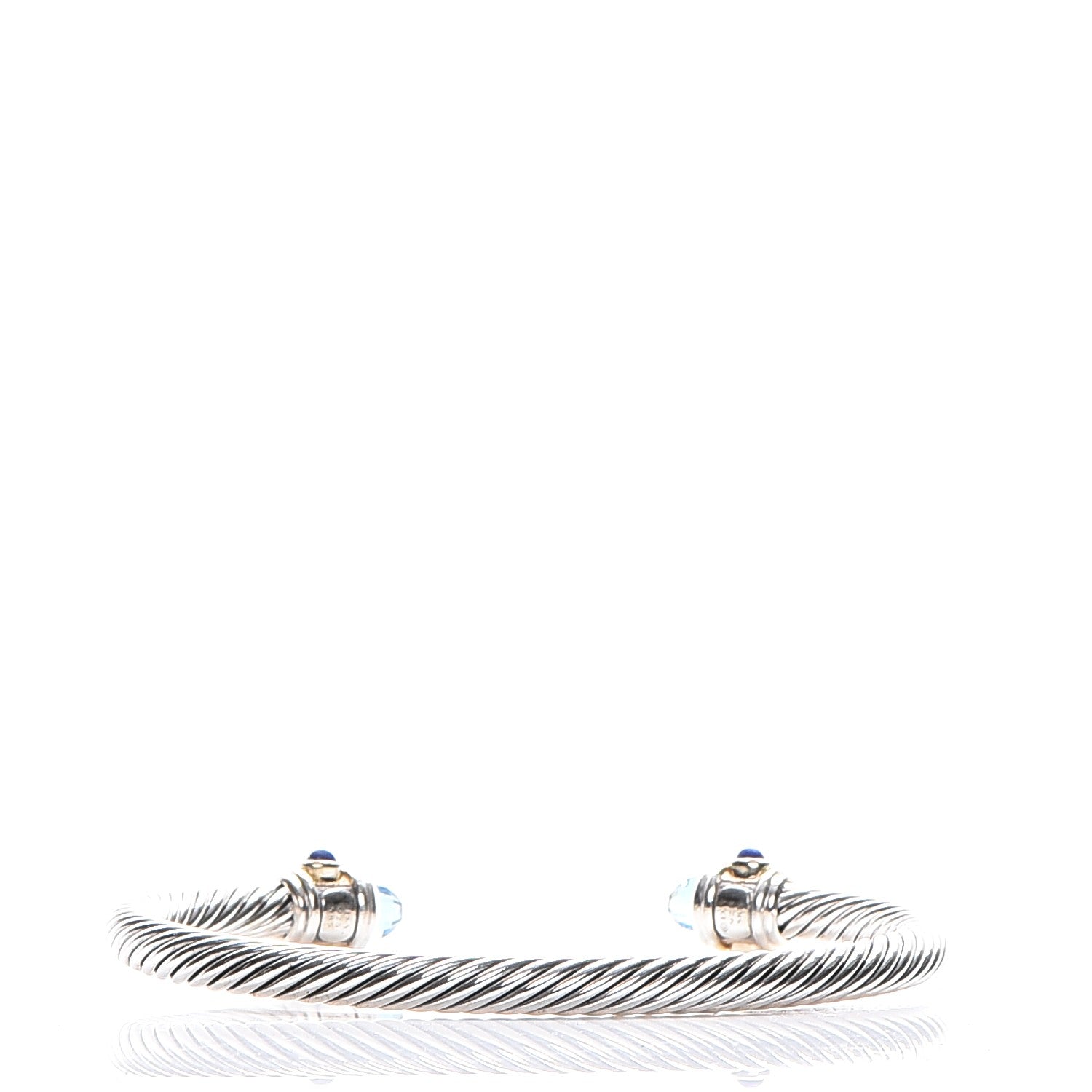 David Yurman Sterling Silver 14K Yellow Gold Blue Topaz Lapis Lazuli 5mm Cable Renaissance Bracelet 3 of 6