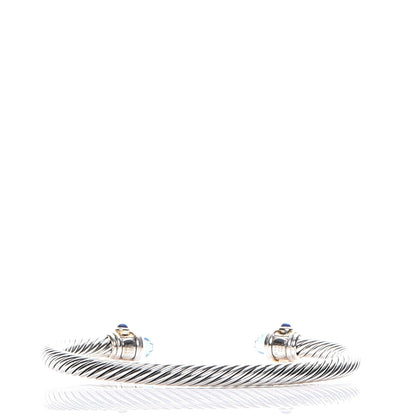 David Yurman Sterling Silver 14K Yellow Gold Blue Topaz Lapis Lazuli 5mm Cable Renaissance Bracelet 3 of 6