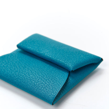 Hermes Chevre Mysore Bastia Coin Purse Bleu Frida Cuivre 5 of 9