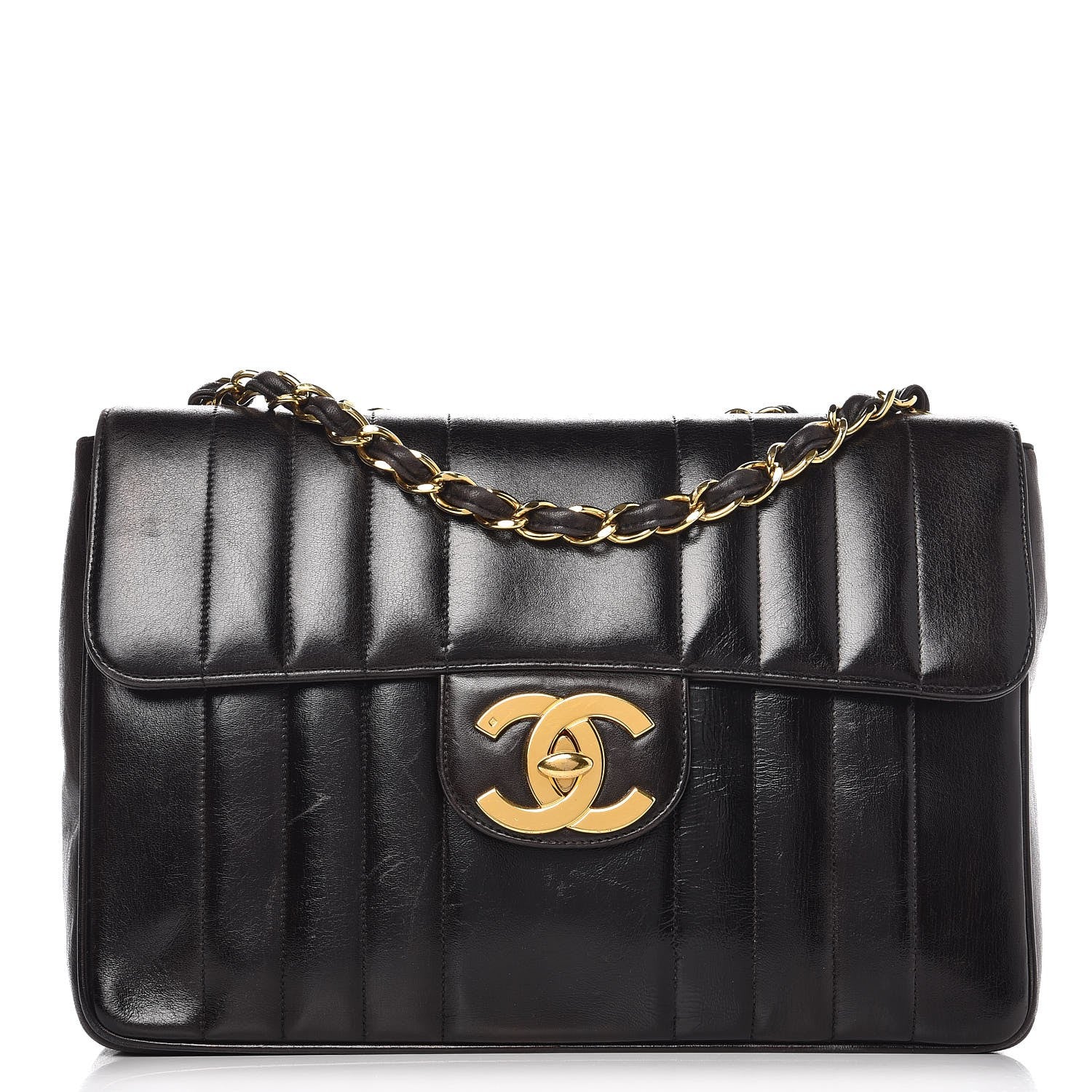 Chanel Lambskin Vertical Quilt Jumbo Flap Black 1 of 10