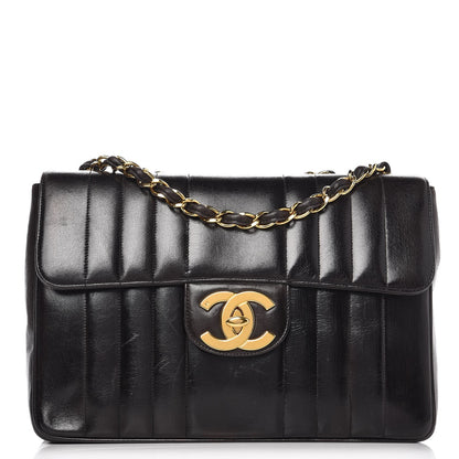 Chanel Lambskin Vertical Quilt Jumbo Flap Black 1 of 10