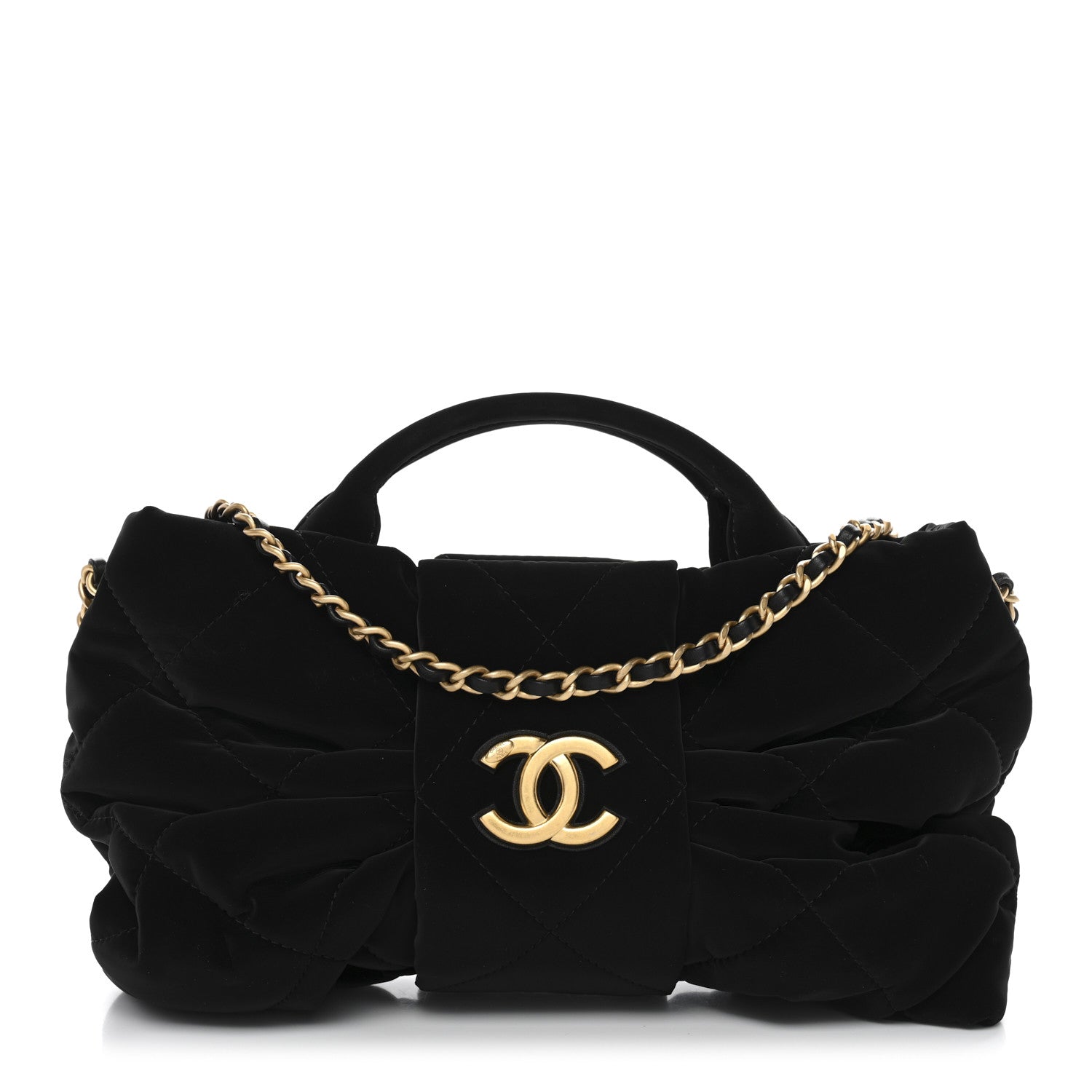 Chanel Velvet Effect Nylon Quilted Mini Bow Bag Black 1 of 10