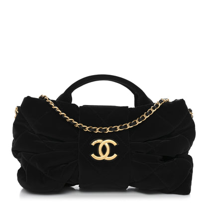 Chanel Velvet Effect Nylon Quilted Mini Bow Bag Black 1 of 10