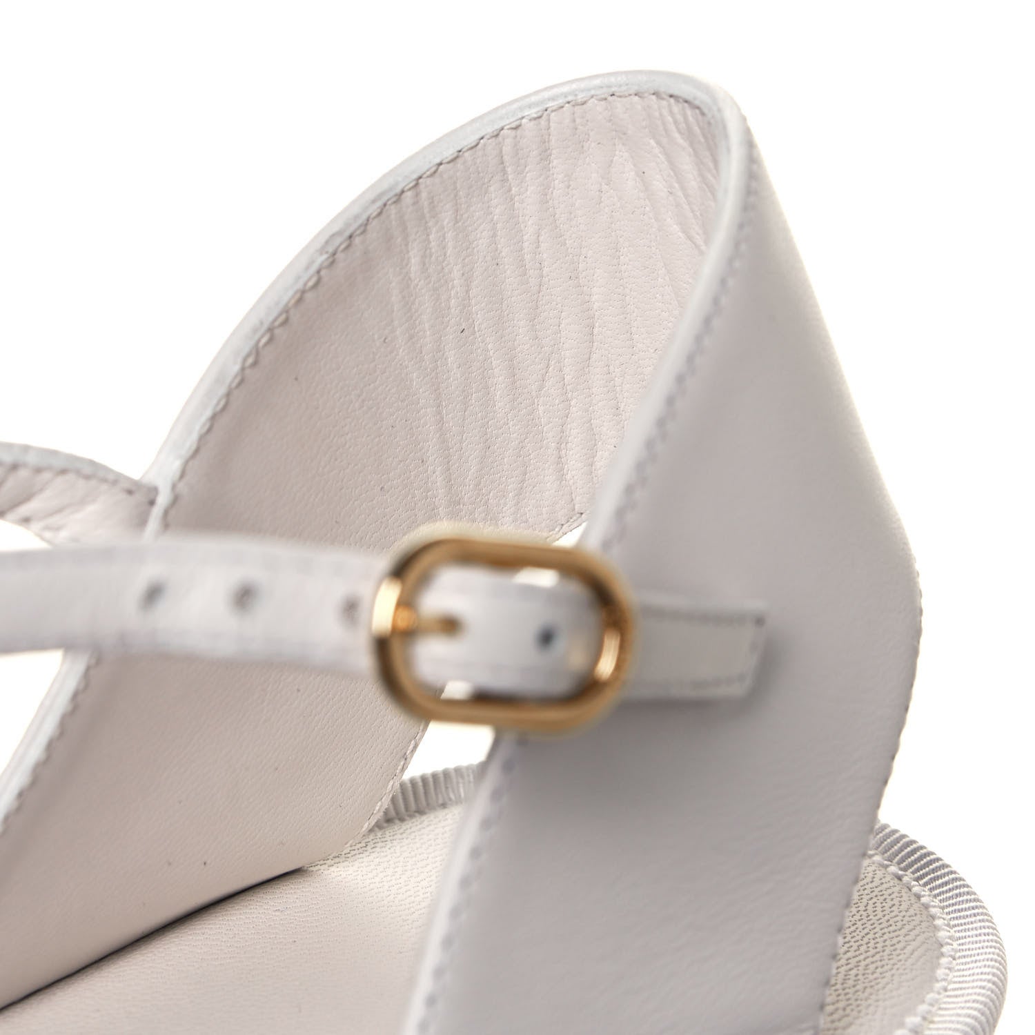 Fendi Nappa FF Embossed Espadrille Platform Sandals 38 Snow 8 of 9