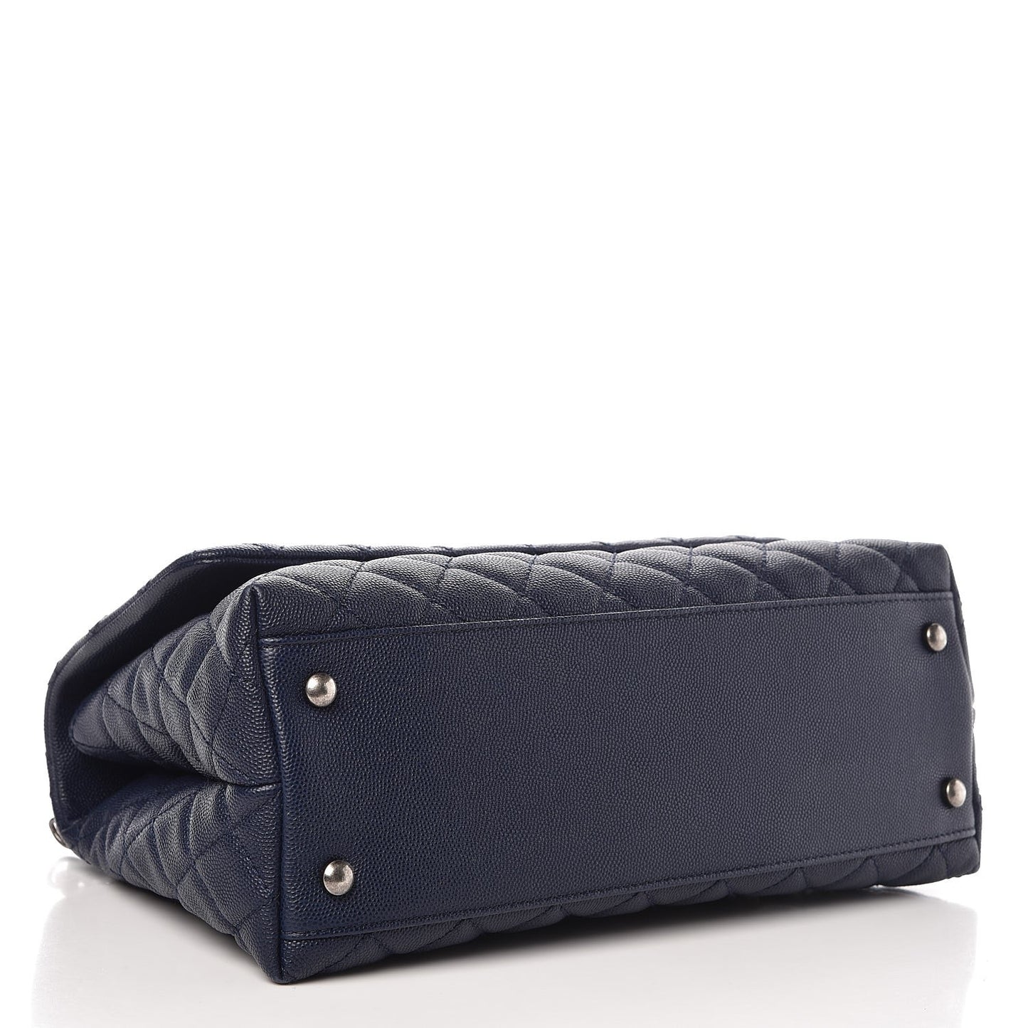 Caviar Lizard Quilted Small Coco Handle Flap Navy
