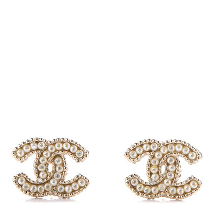 Chanel Pearl CC Earrings Light Gold 1 of 6